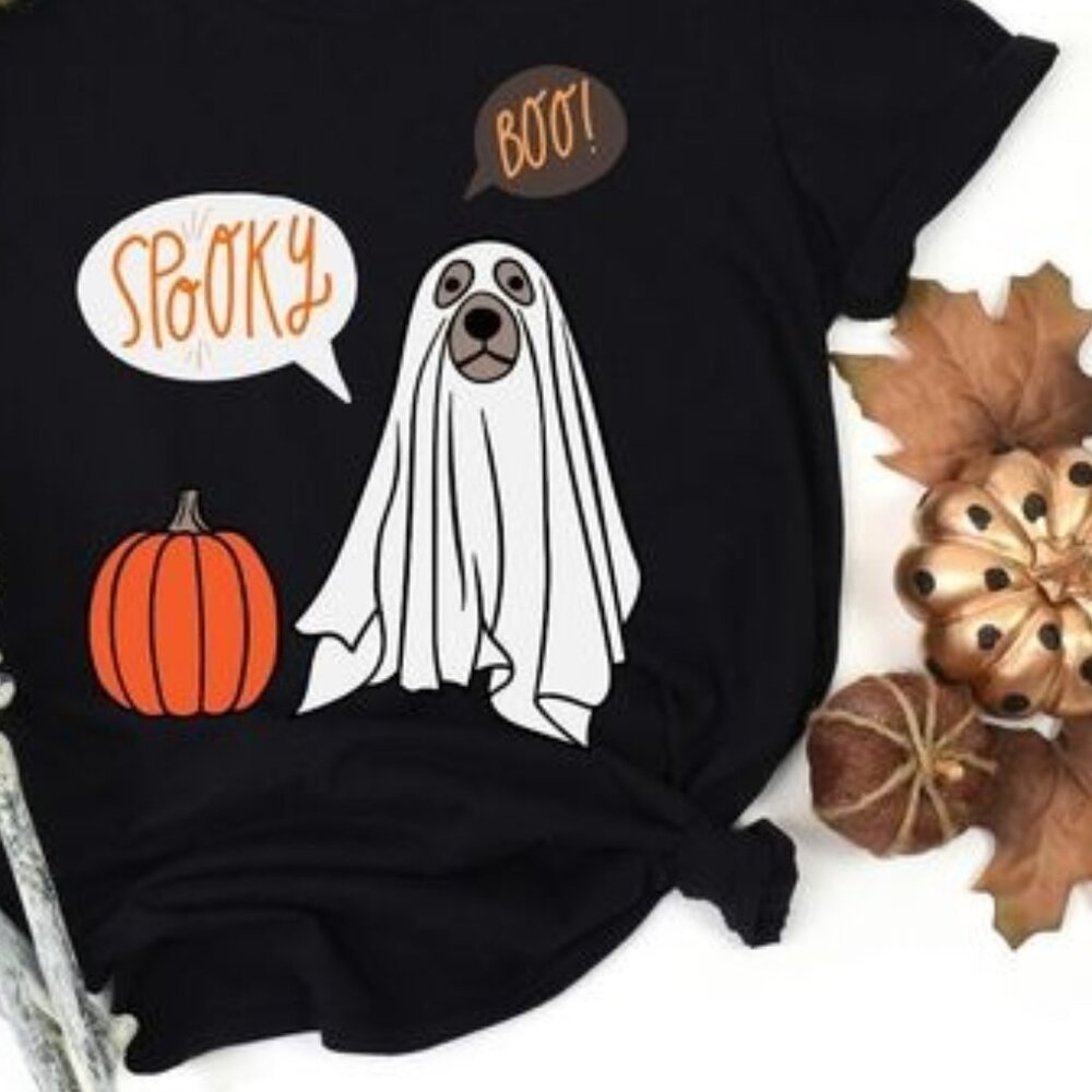 Сute Ghost Dog TShirt, Ghost Dog Tee, Dog Lovers Shirt, Halloween Shirt - Picture 2 of 3